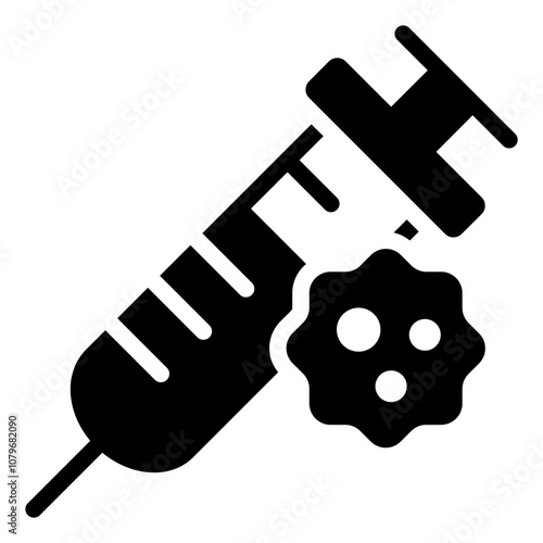 Syringe with cancer cell glyph icon