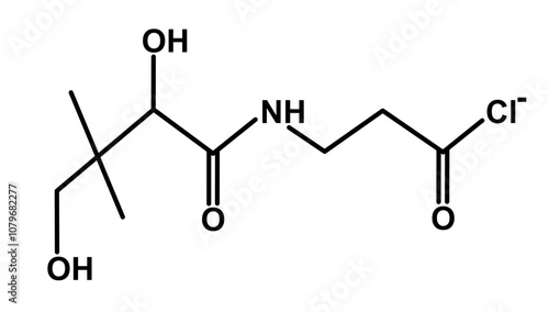 Chemical structure of Pantothenic Acid Vitamin B5