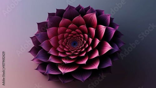 Beautiful Fractal Flower in Yellow, Green, Purple, and Red – Stunning Computer-Generated Digital Artwork photo