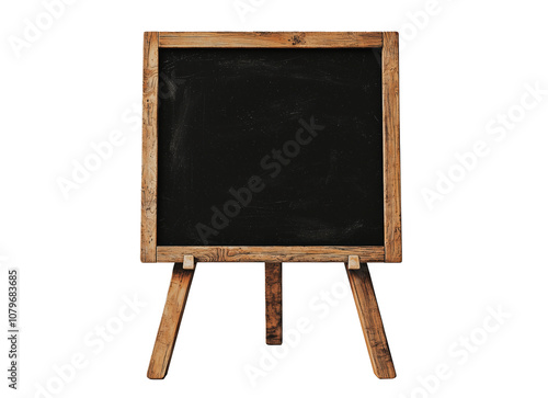 Vintage blackboard with wooden frame and stand.