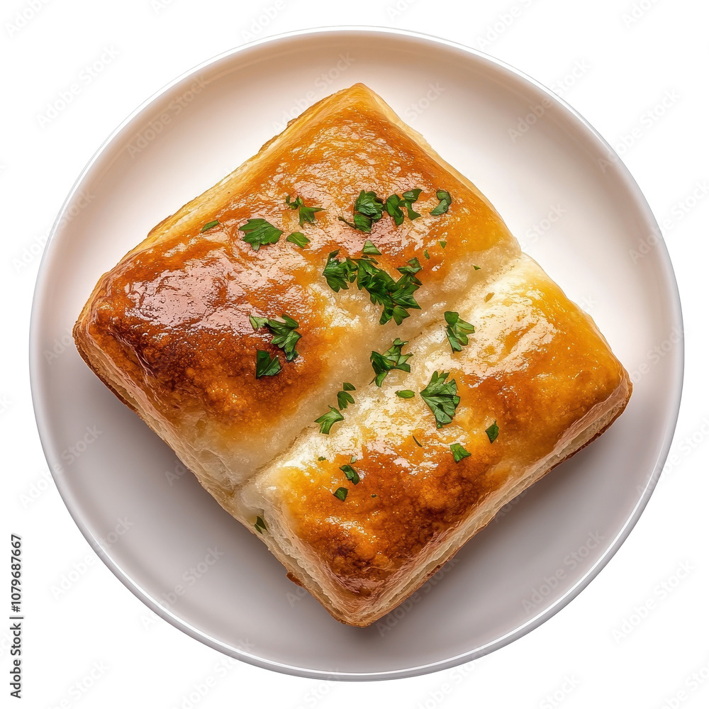 Delicious pastry topped with herbs. transparent background Delicious pastry topped with herbs. transparent background