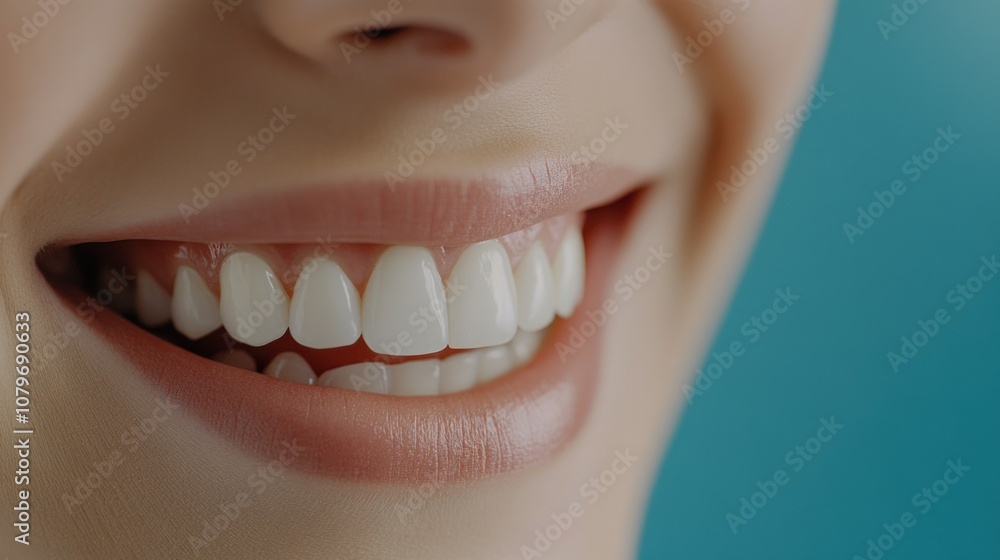 Obraz premium Close-up of a smiling face showcasing bright, healthy teeth.