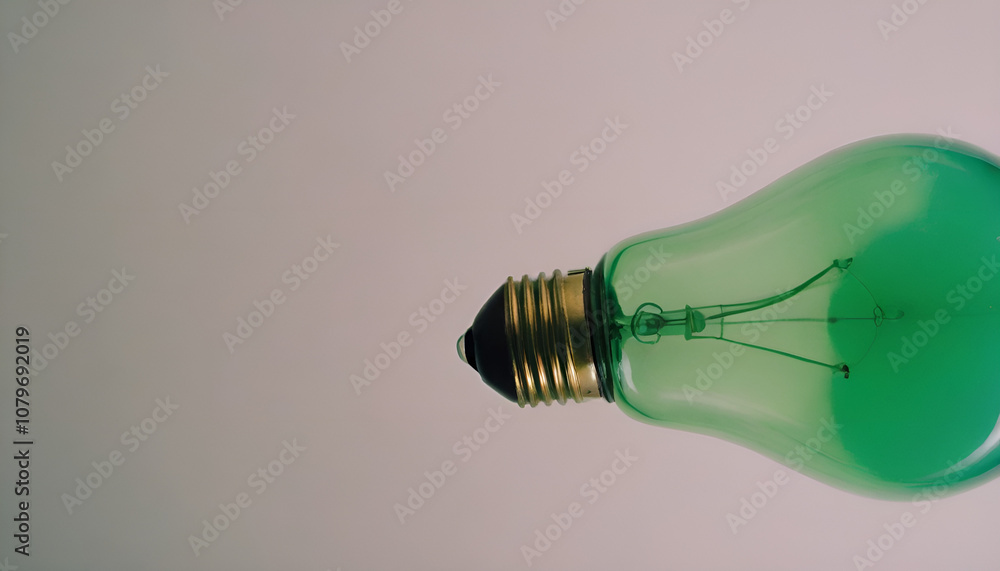 green light bulb laying on a isolated background green light bulb laying on a isolated background