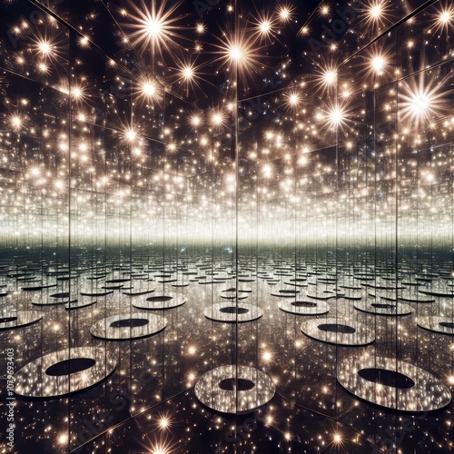 Mirrors filled with twinkling stars creating a radiant and infin photo