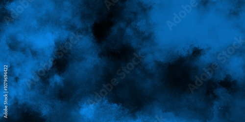 Abstract black  and blue isolated cloud cumulus clouds. blue aquarelle painted realistic fog or mist smoky textured canvas design. White and ash messy wall stucco texture background.	
