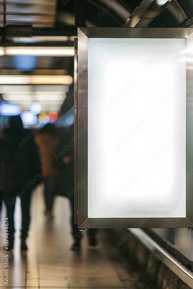 A blank digital billboard in the subway station mockup A blank digital billboard in the subway station mockup