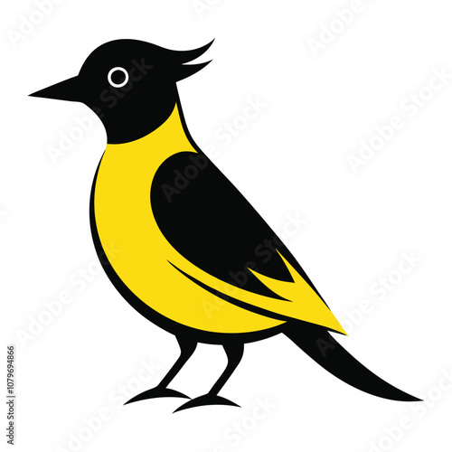 Solid color Great Crested Flycatcher animal vector design