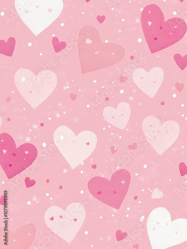 A phone wallpaper with a pastel aesthetic, featuring a pink and white heart pattern, a pink background, with generative ai