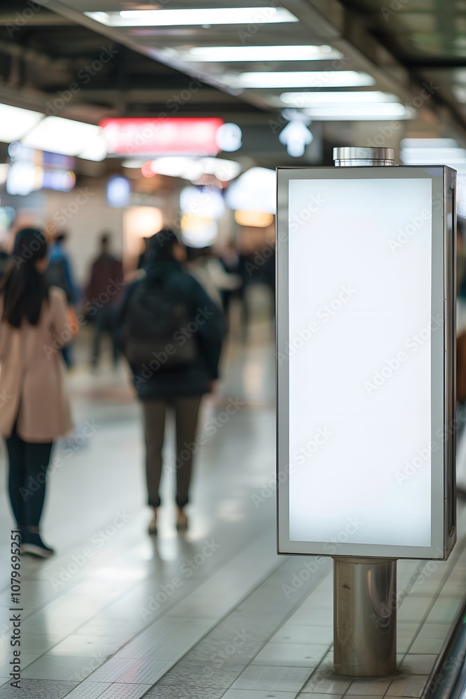 A blank digital billboard in the subway station mockup A blank digital billboard in the subway station mockup