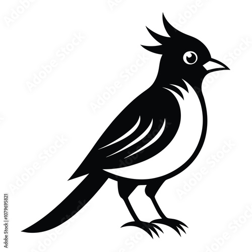 Solid color Great Crested Flycatcher animal vector design