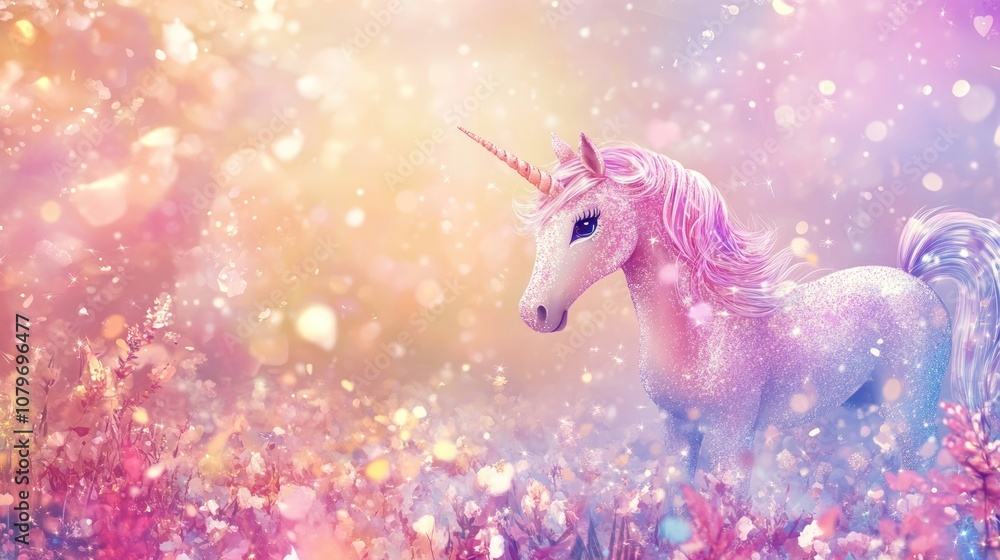 Magical Unicorn in a Sparkling Meadow Magical Unicorn in a Sparkling Meadow