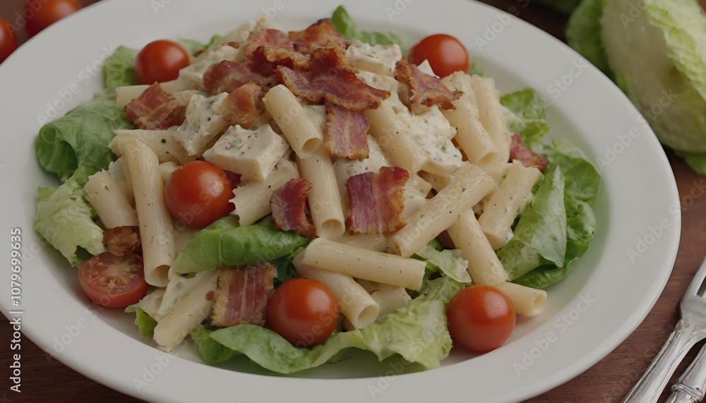 blt (bacon, lettuce, and tomato) pasta salad with dressing blt (bacon, lettuce, and tomato) pasta salad with dressing