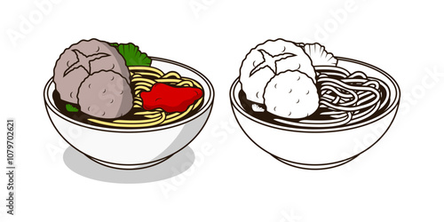 Bakso Indonesian Food Design Illustration vector eps format suitable for your design needs logo illustration animation etc