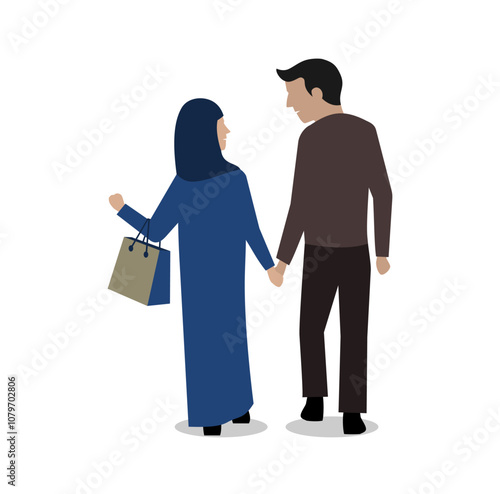 Wallpaper Mural Muslim Couple Shopping Design Illustration vector eps format suitable for your design needs logo illustration animation etc Torontodigital.ca