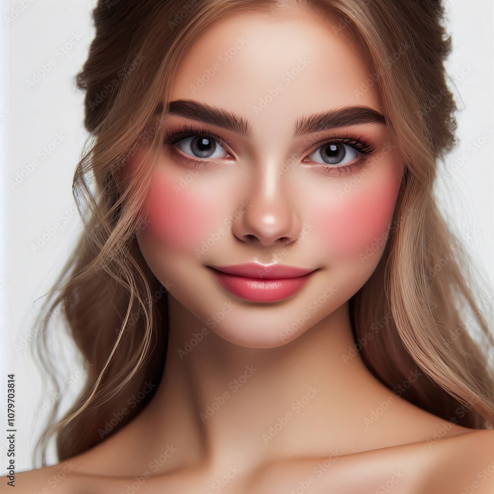 Young Woman with Blush A young woman with a light blush looking Young Woman with Blush A young woman with a light blush looking