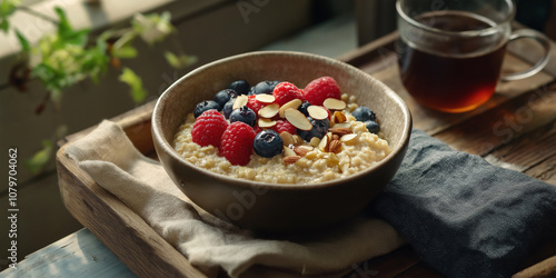 Oatmeal Bowl with Berries and Almonds