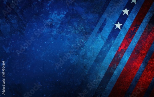 An image of the American flag against a blue background with clear copy space on the right side for text or design elements. 