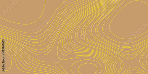 Modern beautiful curve line color topography contour map background, vector illustration with landscape geodesy topographic map yellow lines and brown background are combination of most luxurious.