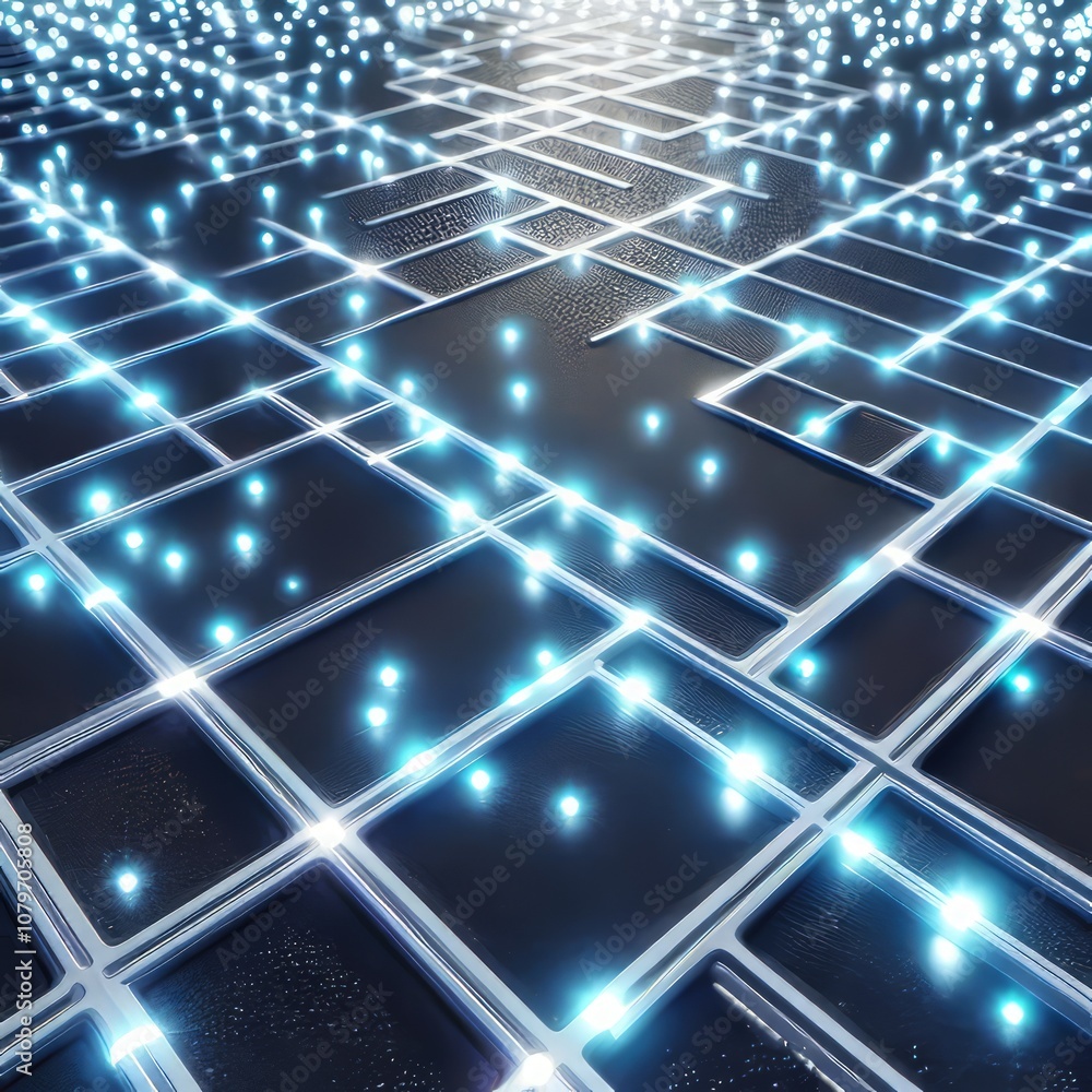 Glittering Grid A close up of a smart road's grid pattern with L Glittering Grid A close up of a smart road's grid pattern with L