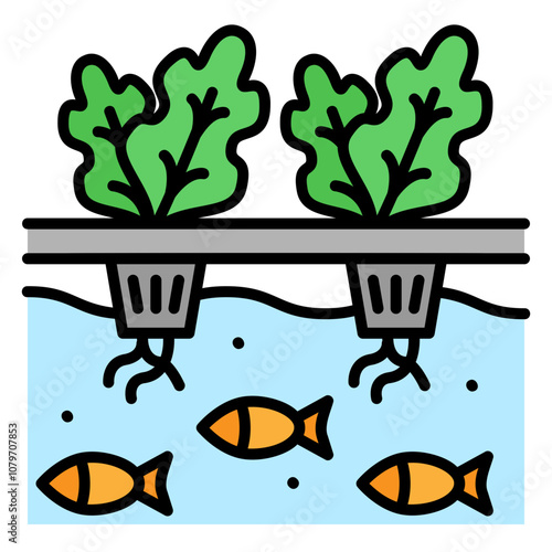 Illustration of Aquaponic Filled Icon