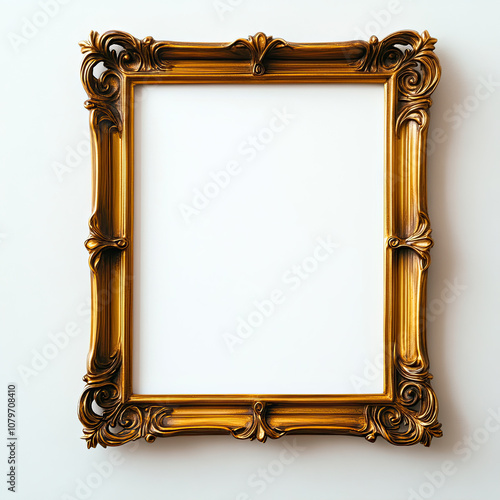 Elegant golden frame ready for your artwork or photo display. photo