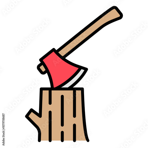 Illustration of Wood Axe Filled Icon