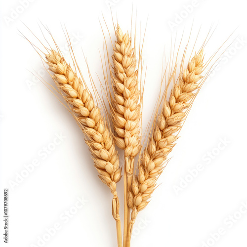 Three golden wheat stalks showcasing the beauty of agricultural abundance.