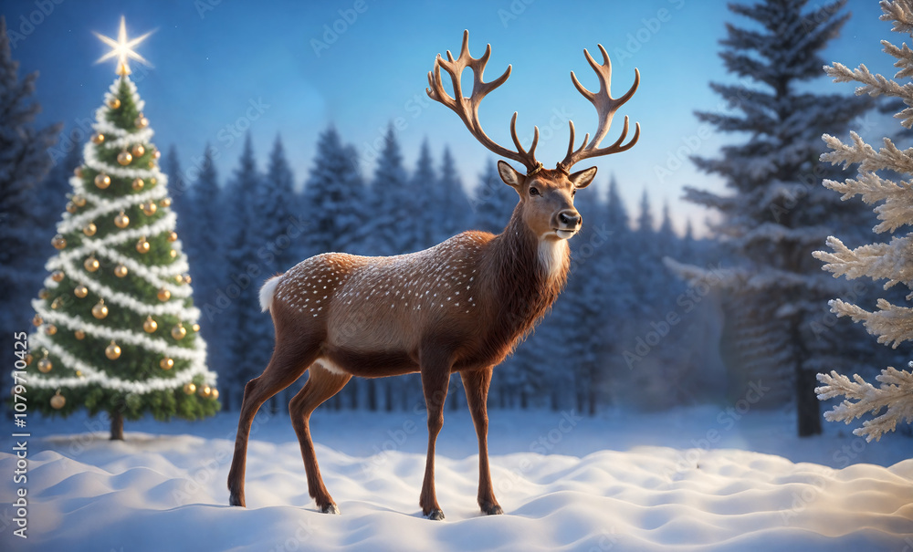 reindeer in the snow reindeer in the snow