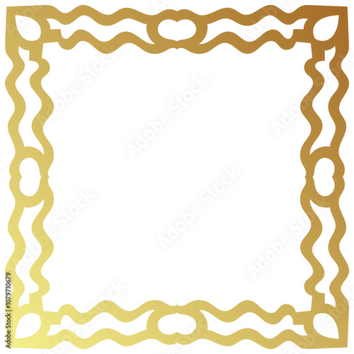 abstract square frame Vintage golden lines, borders and corners on white background.