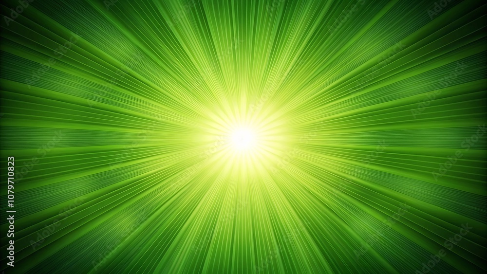 Abstract Green Radiating Light Background with Bright Center Abstract Green Radiating Light Background with Bright Center