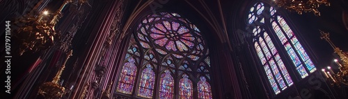 A stunning interior view of a cathedral featuring intricate stained glass windows.