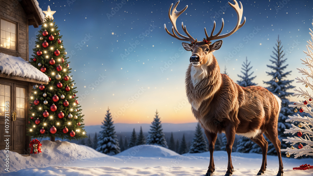 reindeer in the snow reindeer in the snow