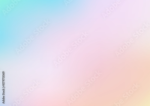 朝焼けの空をイメージしたブルー、ピンク、オレンジ、黄色のグラデーション背景ベクターイラスト　A4サイズ横