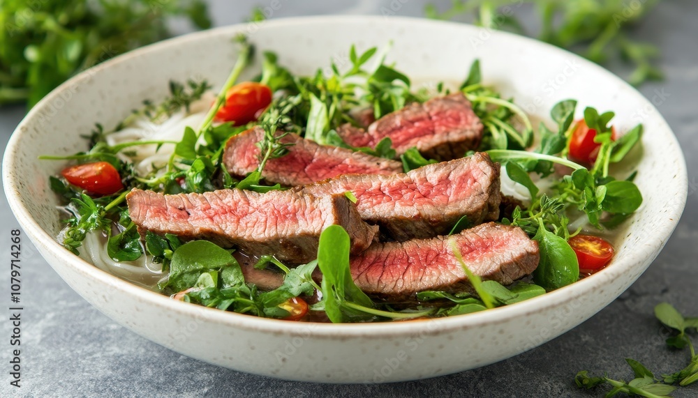 Beef Salad with Greens and Cherry Tomatoes. Beef Salad with Greens and Cherry Tomatoes.