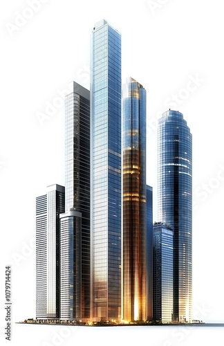 Skyscraper buildings on a white background