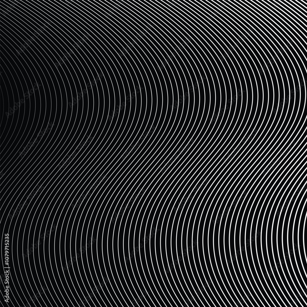 Black and white stripes curve line pattern vector image Black and white stripes curve line pattern vector image