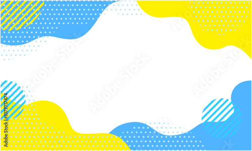 ポップな幾何学模様の背景素材 04 水色 青 黄色