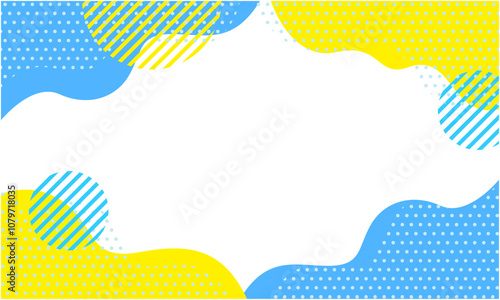 ポップな幾何学模様の背景素材 05 水色 青 黄色