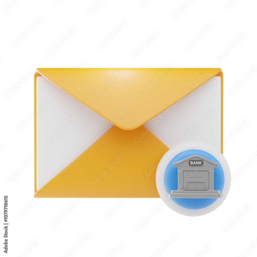 bank email 3d icon and illustration bank email 3d icon and illustration