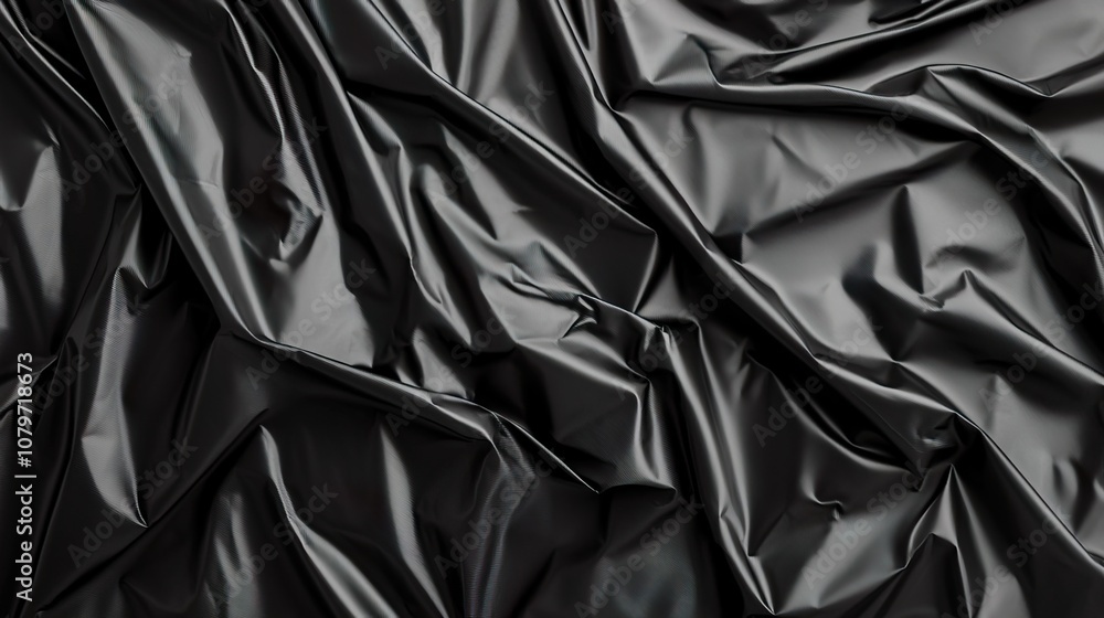 Wrinkled plastic wrap texture Concept. Glossy Black Plastic Wrap with Textured Wrinkles Wrinkled plastic wrap texture Concept. Glossy Black Plastic Wrap with Textured Wrinkles