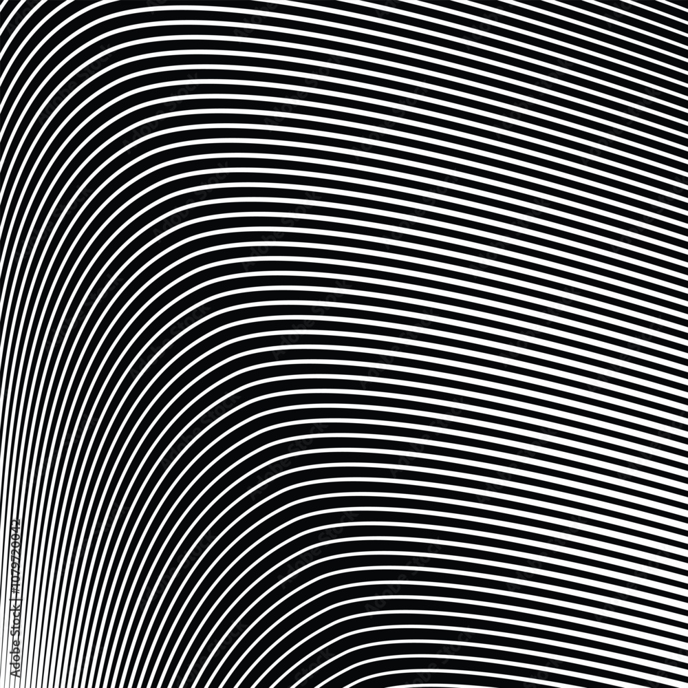 Black and white stripes curve line pattern vector image Black and white stripes curve line pattern vector image