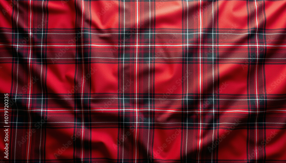 Classic red tartan pattern background, photorealistic texture with small wrinkles and woven details, featuring shades of red, black, and white for a traditional Scottish vibe Classic red tartan pattern background, photorealistic texture with small wrinkles and woven details, featuring shades of red, black, and white for a traditional Scottish vibe