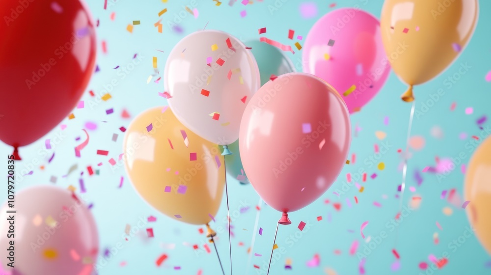 Colorful Balloons and Confetti Celebration Colorful Balloons and Confetti Celebration