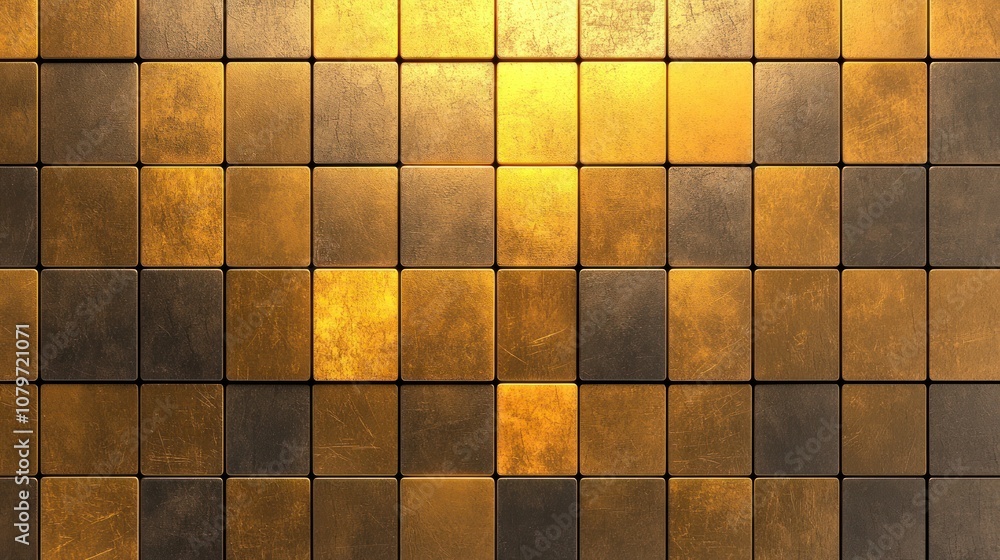 Golden Geometric 3D Wall with Squares and Cubes: Glowing Metallic Texture Background for Banners and Wallpapers Golden Geometric 3D Wall with Squares and Cubes: Glowing Metallic Texture Background for Banners and Wallpapers