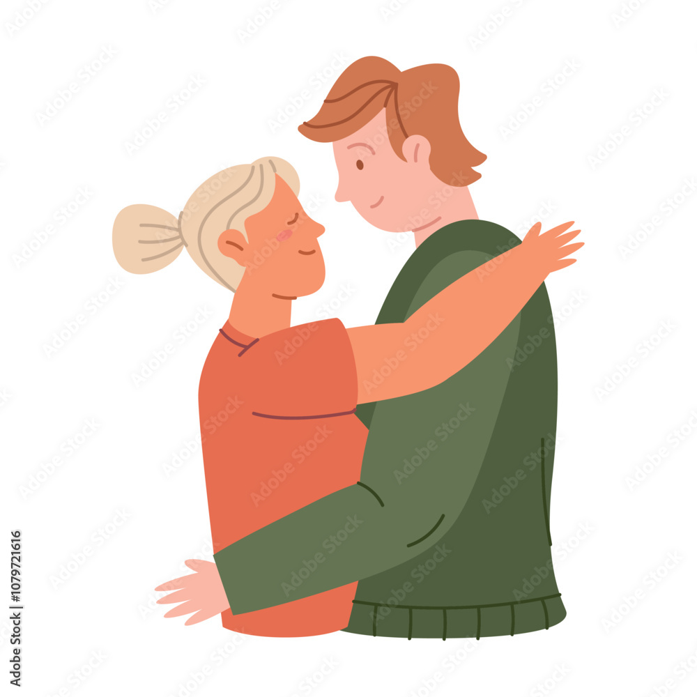 grandma and grandson hugging characters grandma and grandson hugging characters