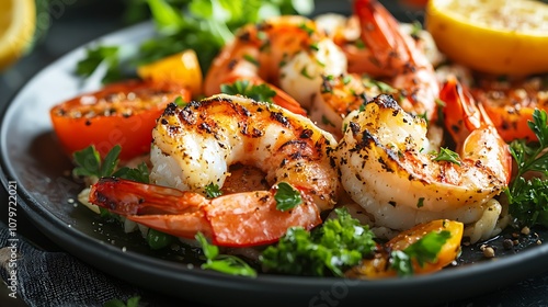 Grilled Shrimp with Tomatoes and Parsley - Delicious Summer Dinner Recipe