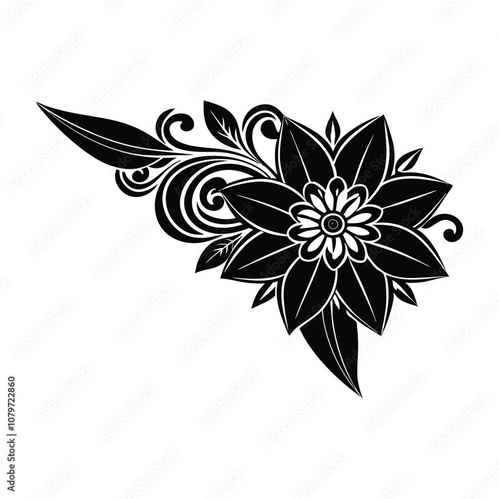 simple vector silhouette floral corner design simple vector silhouette floral corner design