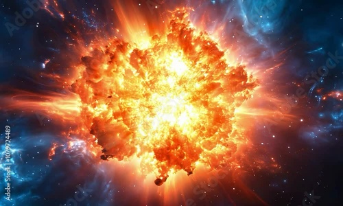Supernova explosion in deep space