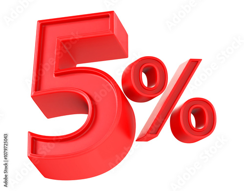 Discount 5 Percent Off Sale Red Number 3D