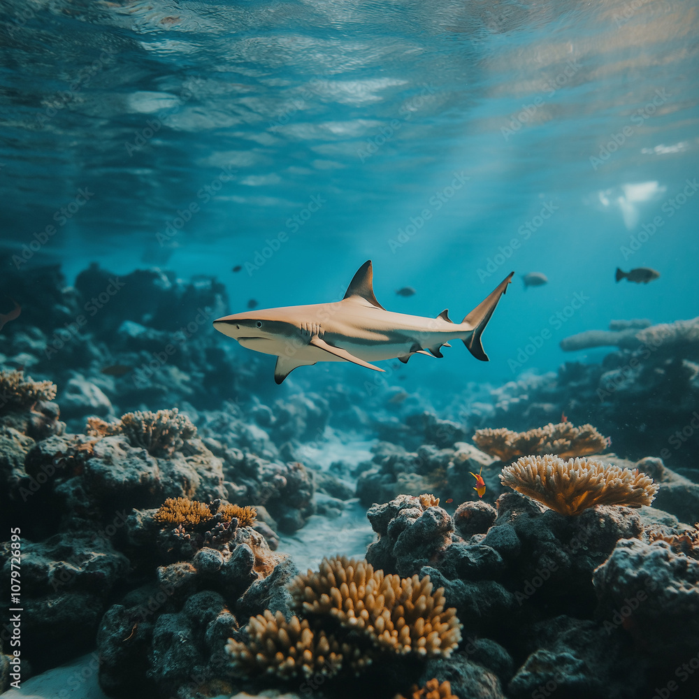 Naklejka premium coral reef and fish